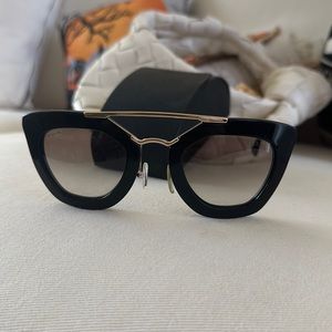 Authentic and preloved Prada Cinema Havana Black Acetate Gold Cat-eye glasses.